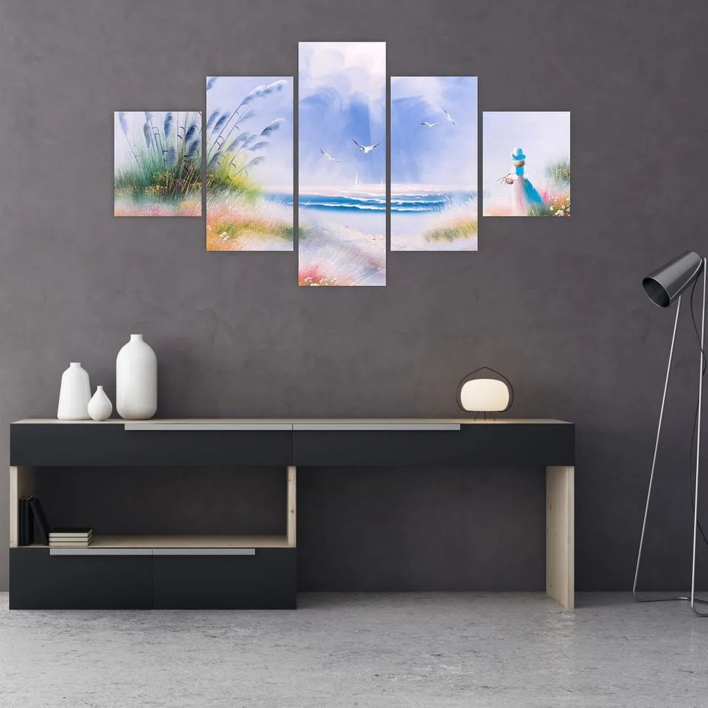 Obraz - Romantyczna plaża, obraz olejny (125x70 cm)