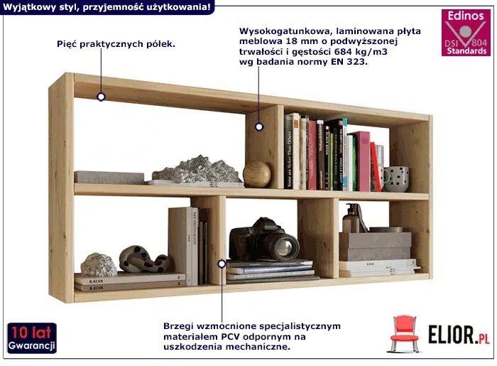 Minimalistyczna półka ścienna na książki artisan S8-T33