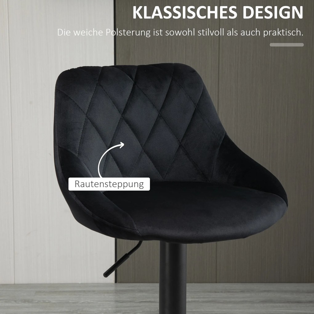 HOMCOM Zestaw 2 stołków barowych obrotowych tapicerowanych z regulacją wysokości nowoczesne krzesła barowe | Aosom PL