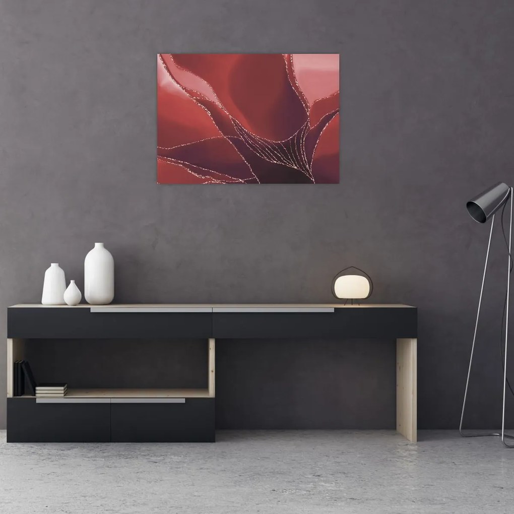 Obraz - Czerwony abstrakcyjny kwiat N⁰2 (70x50 cm)