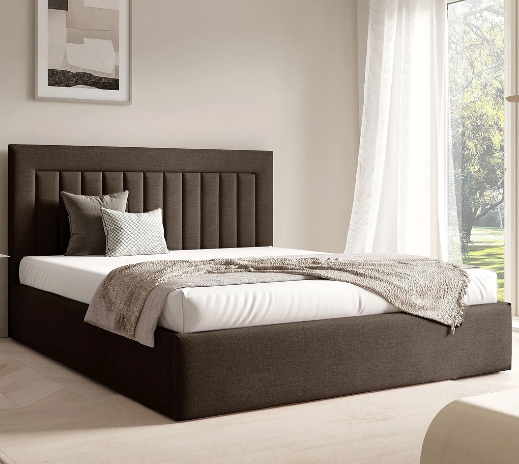 Brązowe pikowane łóżko tapicerowane 3 rozmiary Z2-E08