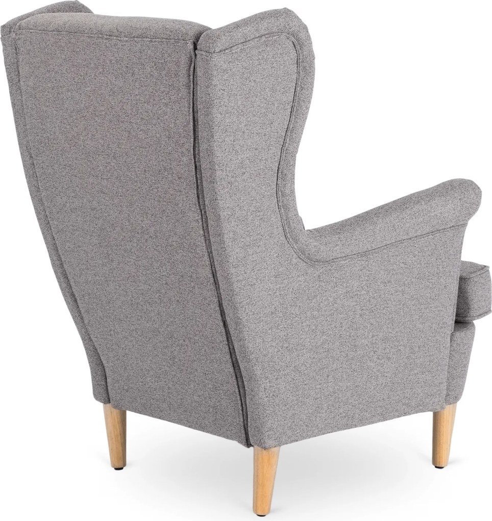 Fotel Wypoczynkowy Uszak EVAN 2 z Podnóżkiem Szary Tapicerowany Nowoczesny