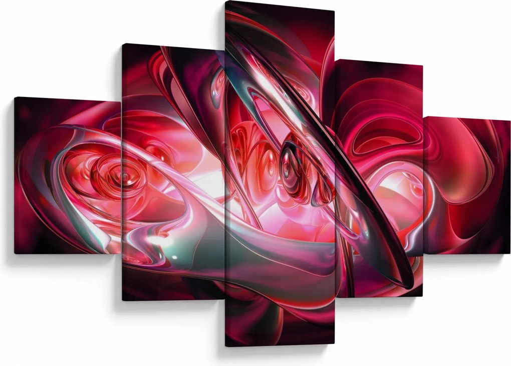 Obraz czerwonych fraktali (125x70 cm)