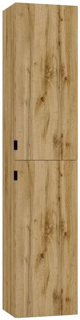 Wiszący dwudrzwiowy słupek łazienkowy złoty dąb T3-S08