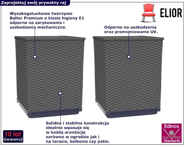 Zestaw 2 czarnych donic ogrodowych - Rabor