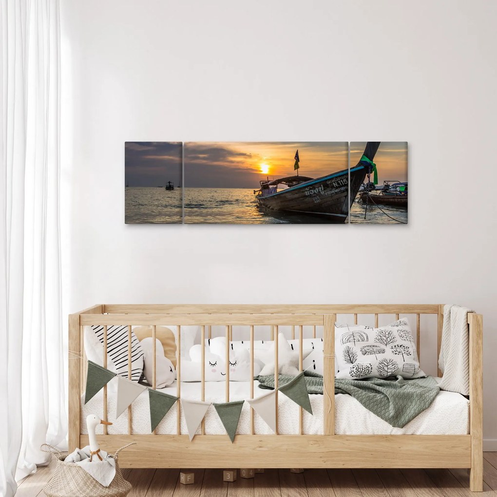 Obraz statku na brzegu (170x50 cm)