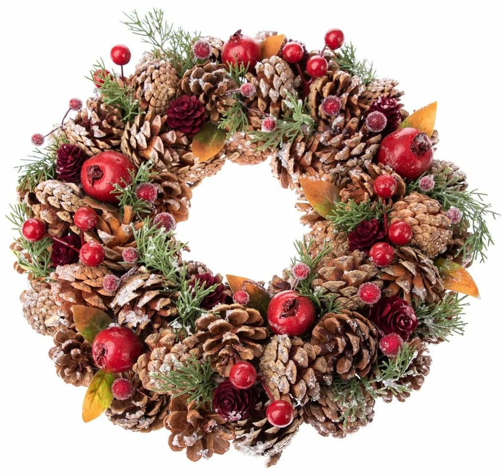 Ozdobny wieniec świąteczny Szyszki, 34 x 8 cm