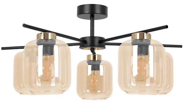 Sufitowa lampa z pięcioma szklanymi kloszami beżowa N7-G89