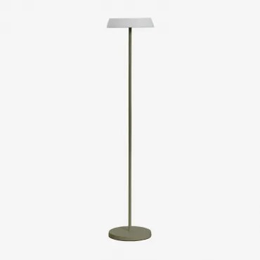 Bezprzewodowa Zewnętrzna Lampa Podłogowa Solarna Led Z Polietylenu I Żelaza Ulenia Intensywny Verde Olive - Sklum