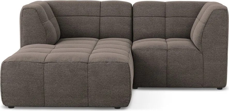 Brązowy narożnik z materiału bouclé (lewostronny/z szezlongiem) Aloha – Makamii