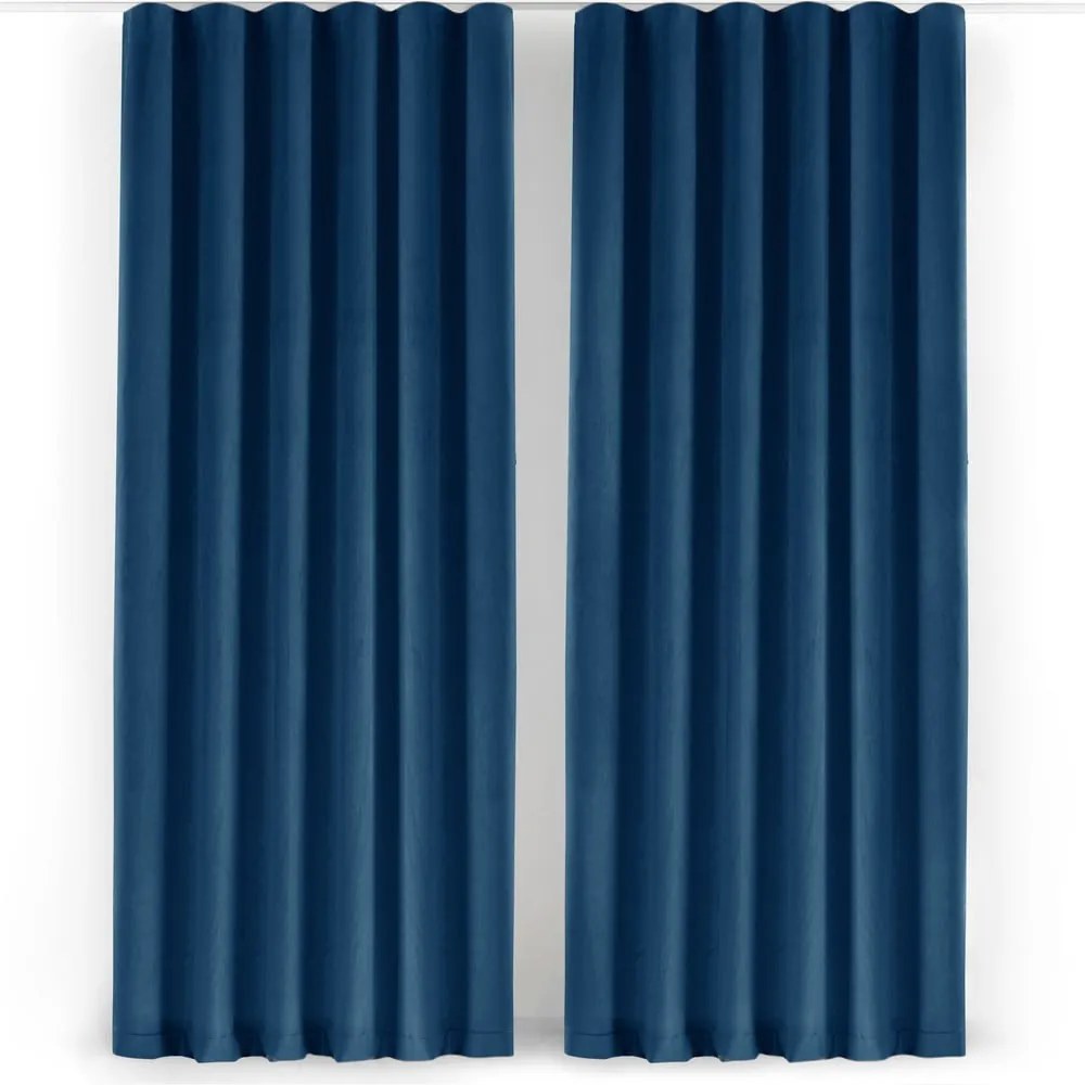 Niebieska aksamitna zasłona częściowo zaciemniająca (dimout) 265x225 cm Velto – Filumi