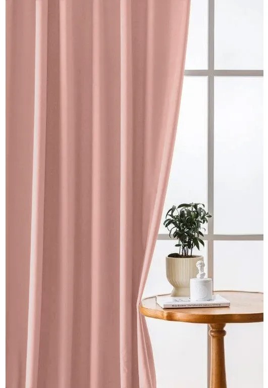 Zasłona zaciemniająca VELVET 140x250 cm, różowa Zawieszanie: Taśma z wiązaniami