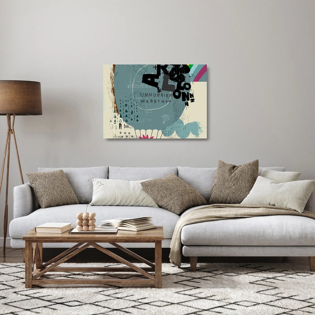 Obraz na szkle - Latający balon z tęczą (70x50 cm)