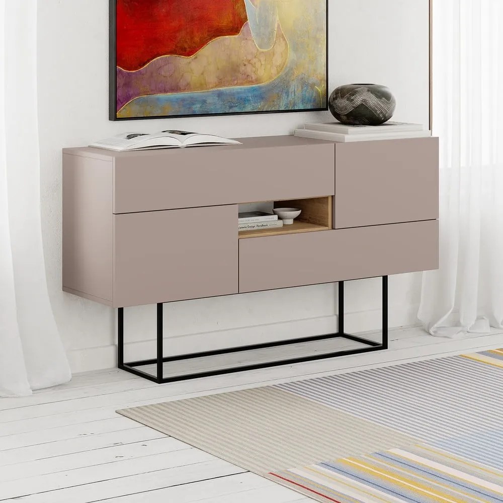 Szarobeżowa niska komoda 145x82 cm Titan – Marckeric