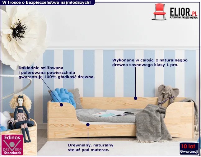 Drewniane łóżko młodzieżowe H8-G59