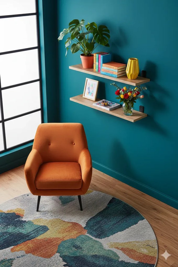 Industrialny zestaw 2 półek ściennych dąb craft złoty C7-T95