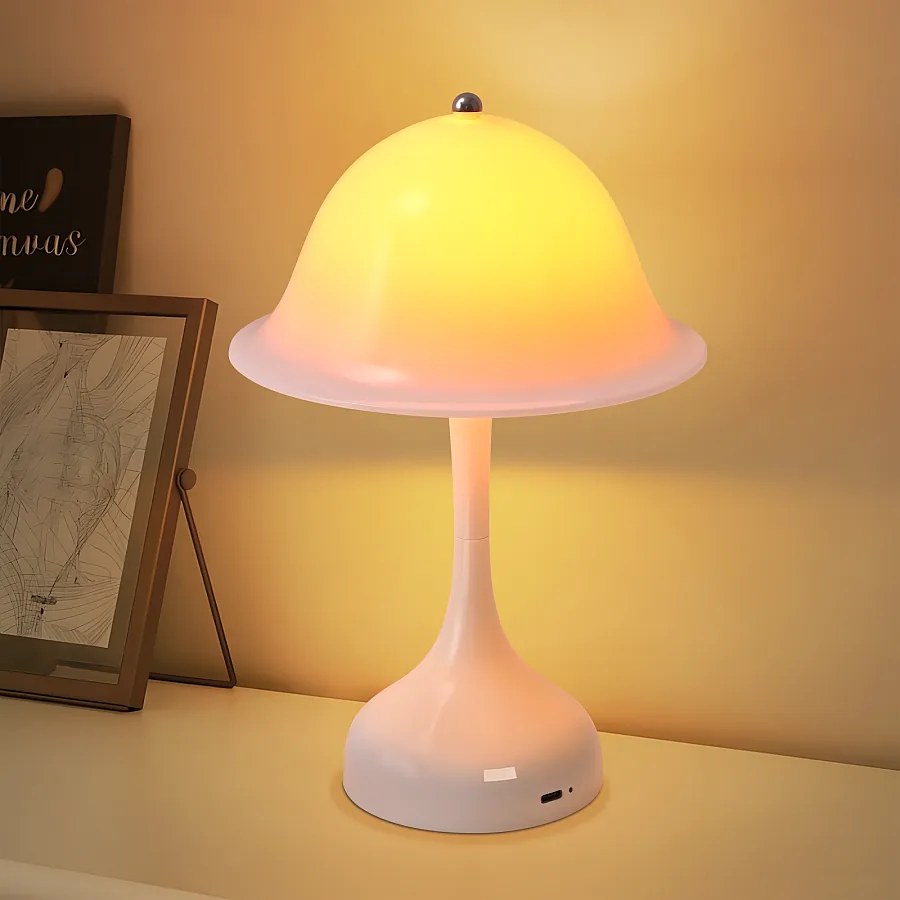 Bezprzewodowa biała lampa stołowa LED Nettlife – dotykowa lampka nocna z 3 ściemnialnymi kolorami, ładowana przez USB, nowoczesna do salonu i sypialni