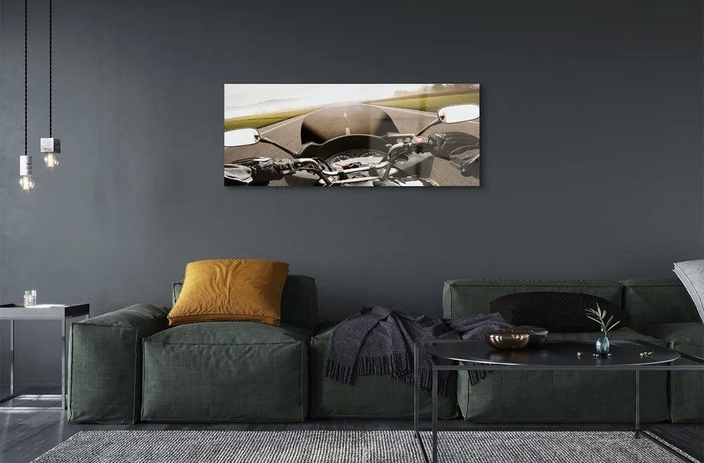Obraz na szkle Motocykl droga niebo góry