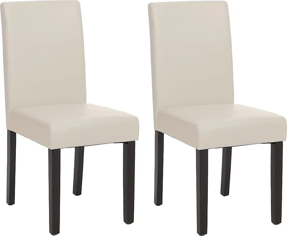 Zestaw 2 krzeseł do jadalni Littau ze sztucznej skóry,  imitacja skóry, biały, ciemne nogi