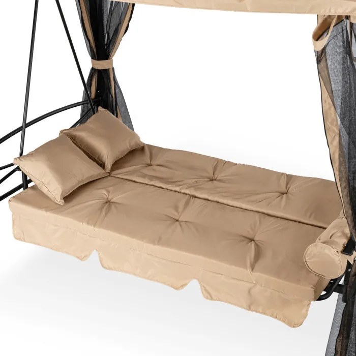 Huśtawka Ogrodowa CARMEN Beżowa/Czarna Nowoczesna