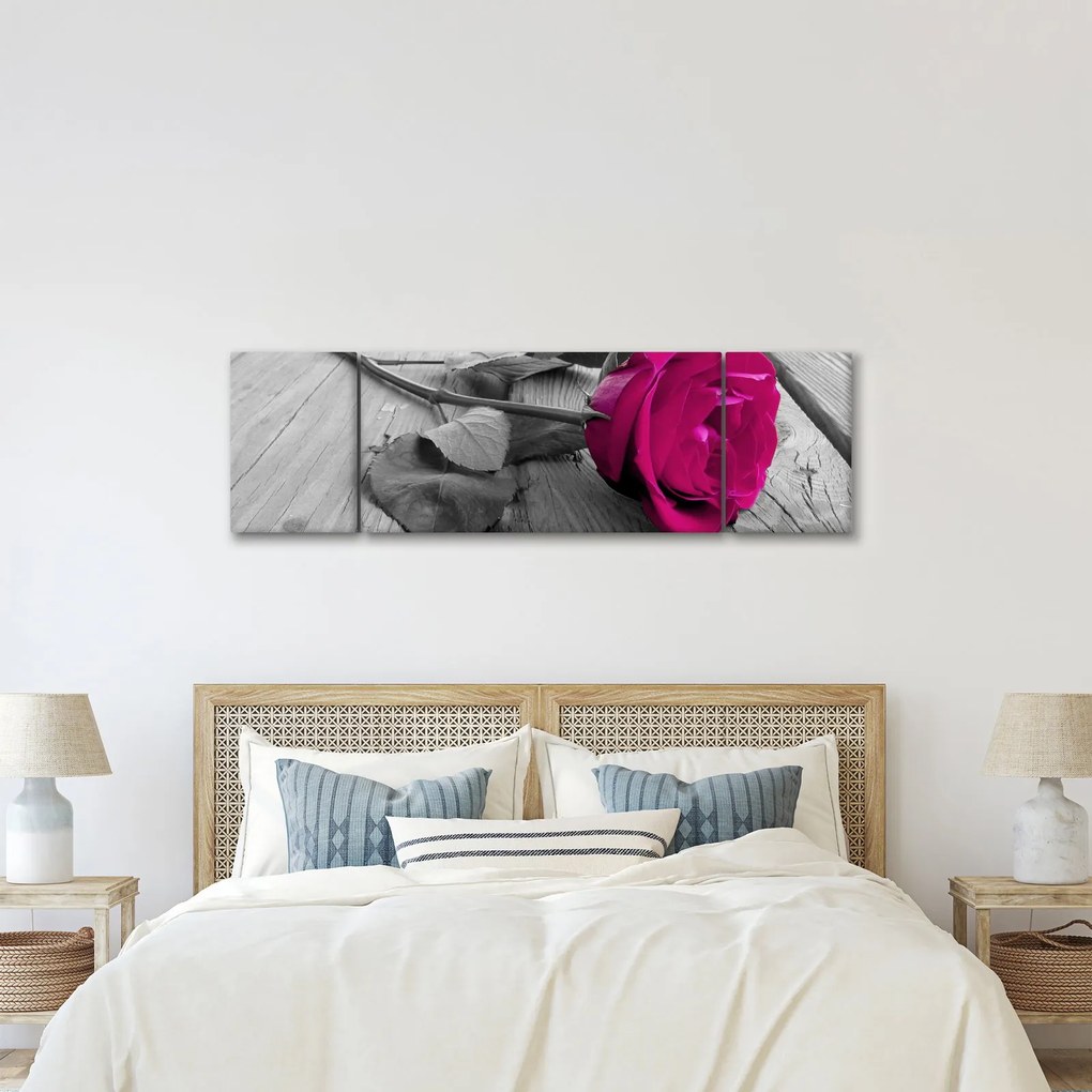 Obraz - Różowa róża (170x50 cm)