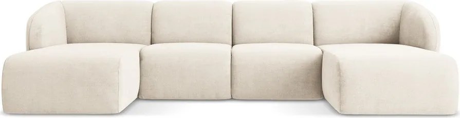 Beżowy narożnik z tkaniny szenilowej (w kształcie litery U) Lani – Makamii