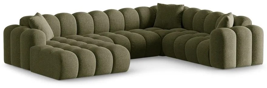 Zielony narożnik z tkaniny szenilowej (prawostronny/w kształcie litery U) Treno – Cosmopolitan Design