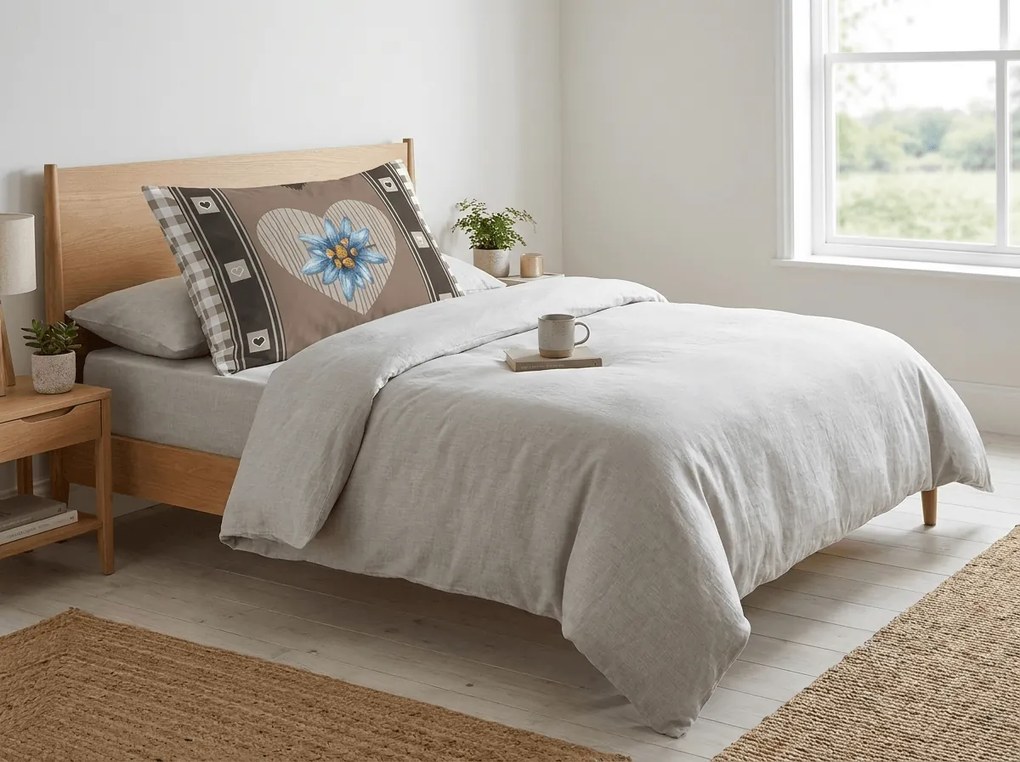 Polibawełniana poszewka na poduszkę HEART RETRO POLY 50x70 cm, brązowy