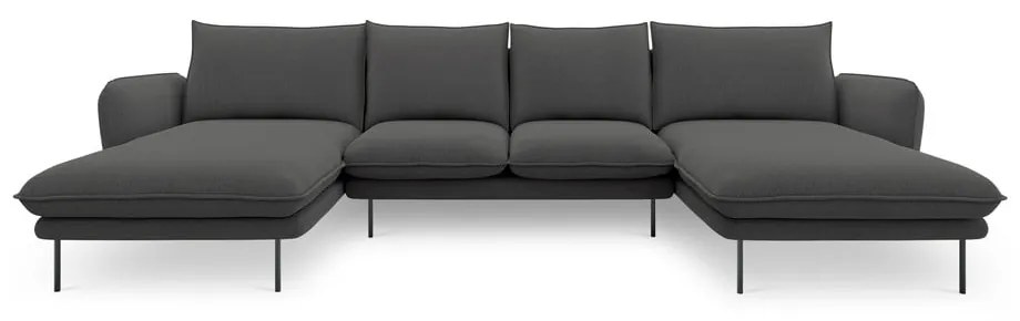 Ciemnoszara sofa w kształcie litery U Cosmopolitan Design Vienna