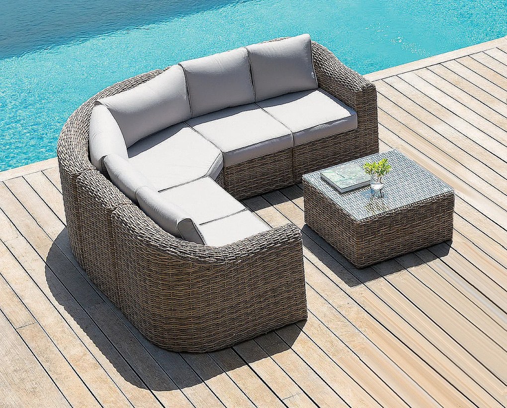 Modułowy narożnik rattanowy BORNEO LUXURY (brązowy)
