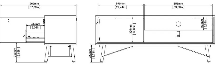 Szafka pod TV w dekorze dębu w naturalnym kolorze 150x60x40 cm Ry – Tvilum