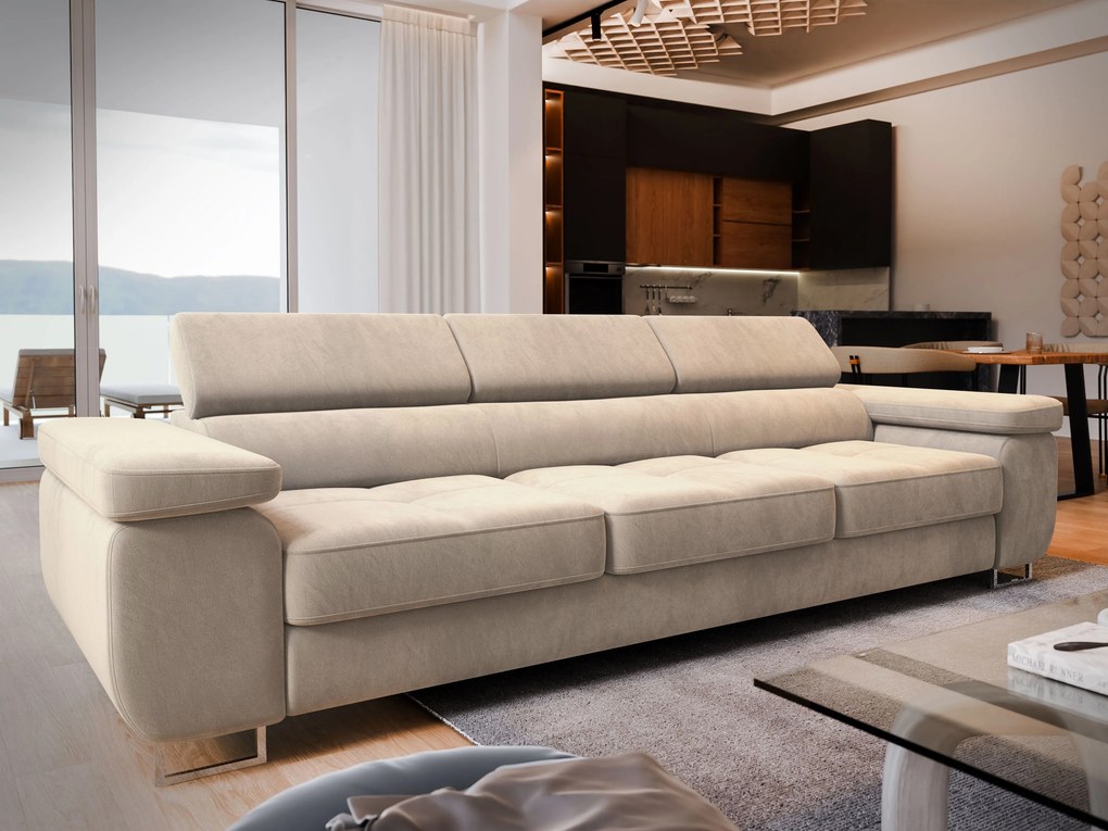Masseno Sofa MOSINE z funkcją spania, Rozkładana sofa - Wanilia, MONOLITH 04