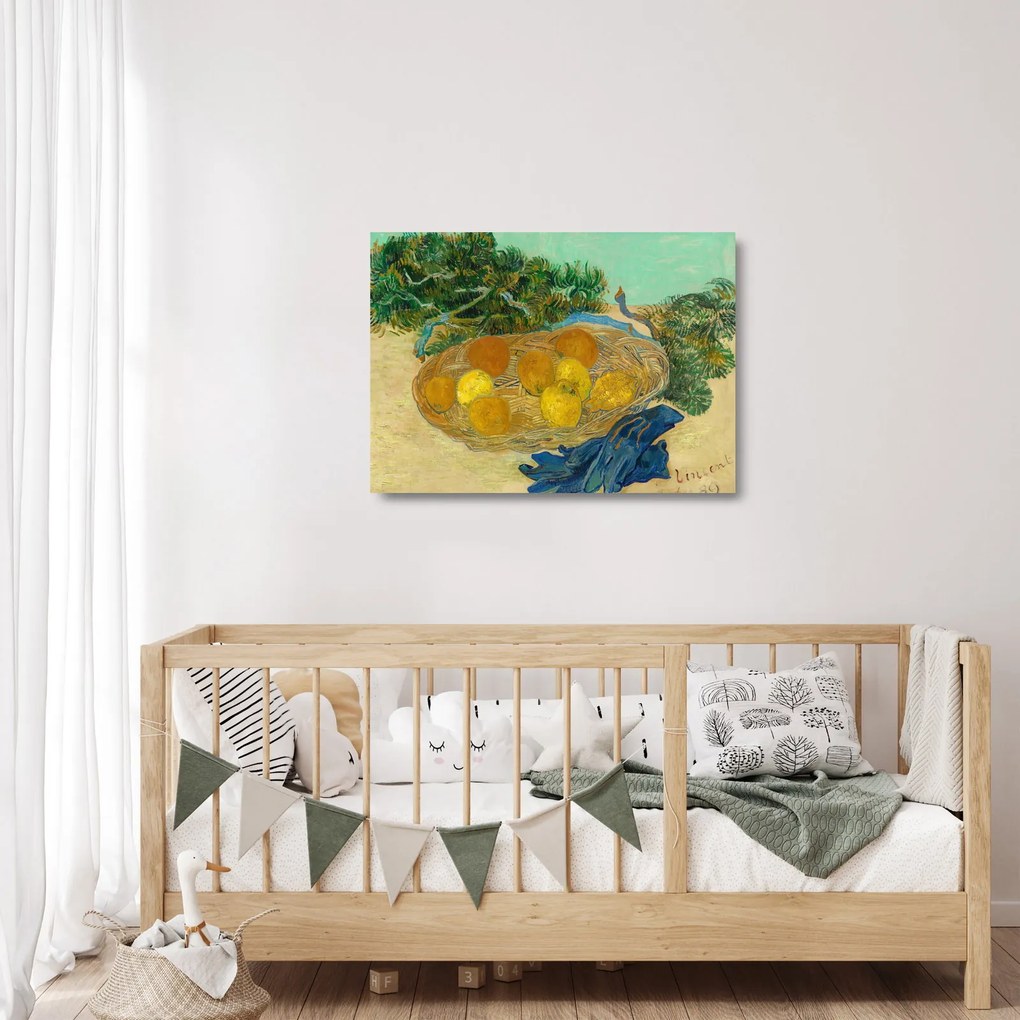 Obraz na szkle - Vincent van Gogh, Still Life of Oranges and Lemons with Blue Gloves, reprodukcje (70x50 cm)