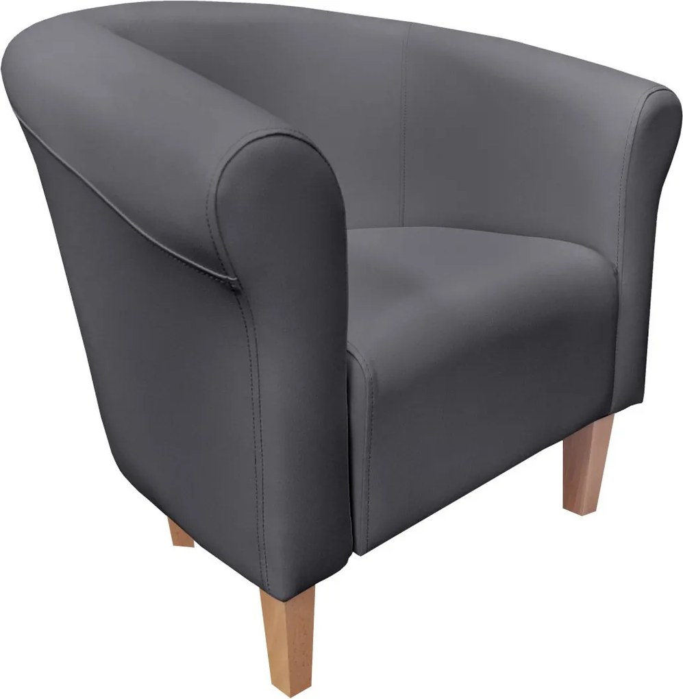 Fotel Milo tkanina Eko-skóra elegancki fotel do salonu i gabinetu : Kolor nogi - Drewno, Kolor tkaniny - EKO-SKÓRA - 23D, Wysokość nogi - 15 cm