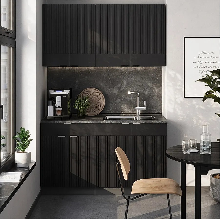 Pojedyncza kuchnia czarny w paski/antracyt 140x46x81.6 fame-line