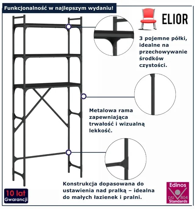 Czarny loftowy regał S3-B87