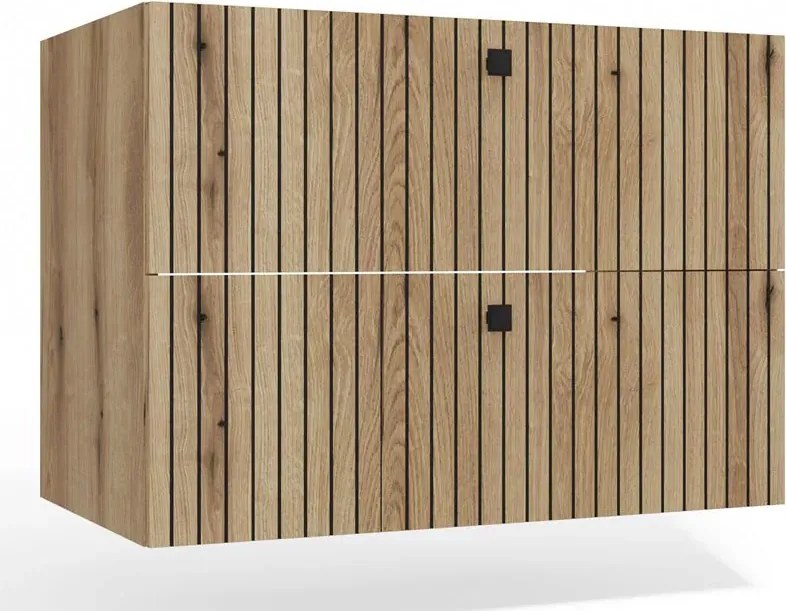 Wisząca szafka 80 cm ryflowana dąb evoke M6-R13