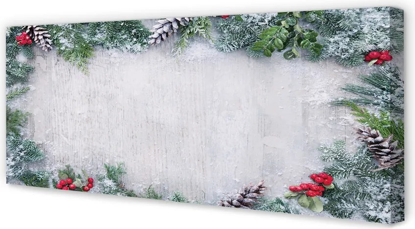 Fotoobraz na płótnie Śnieg, Szyszki i Gałązki