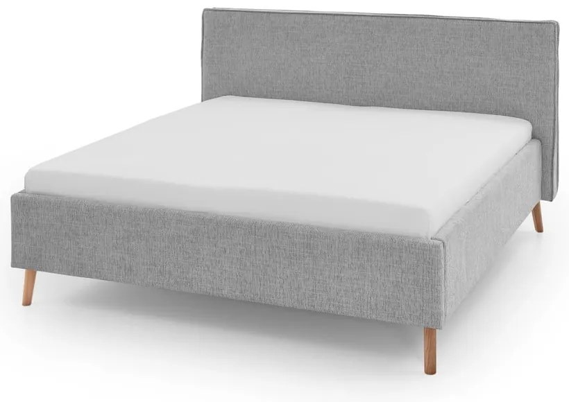 Jasnoszare tapicerowane łóżko dwuosobowe ze schowkiem i stelażem 180x200 cm Riva – Meise Möbel