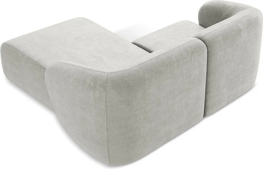 Jasnoszary narożnik z tkaniny szenilowej (prawostronny/z szezlongiem) Lani – Makamii