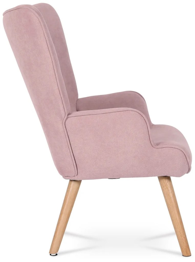 Fotel z podnóżkiem PINK2, różowy