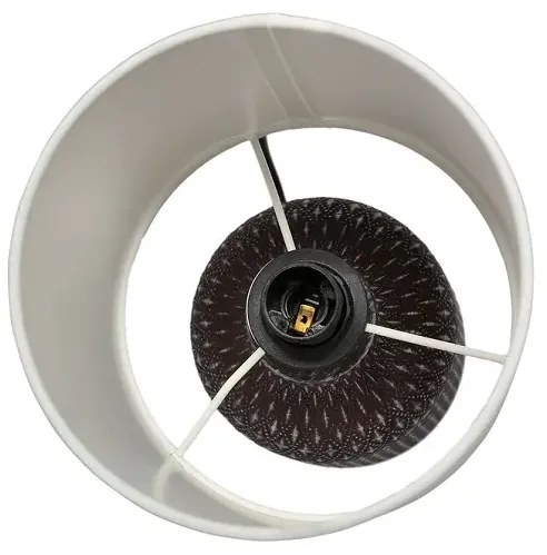Brązowa lampa stołowa z abażurem z tkaniny - V085 F2-Z79