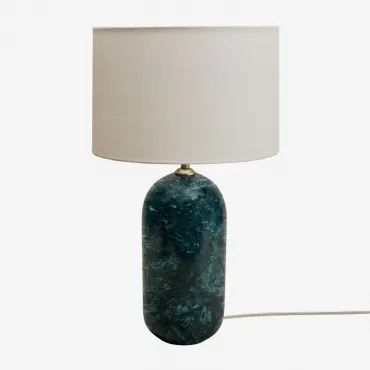Lampa Stołowa Z Naturalnego Kamienia Yalvira Glendy Białe Ø30 Cm - ↑20 Cm & Zielony Marmur Udaipur - Sklum