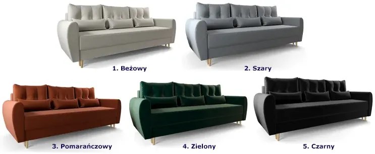 Pomarańczowa sofa rozkładana - Sinsiew 3X