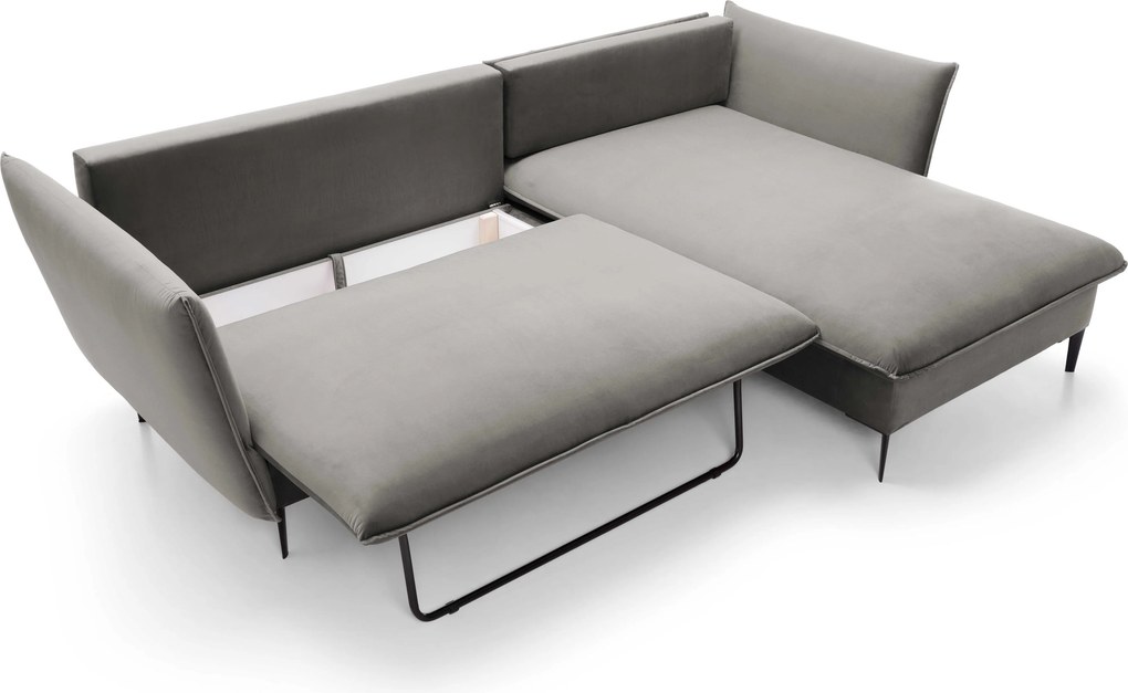 Masseno Narożnik SOLE z funkcją spania i pojemnikiem na pościel Narozniki L, Rozkładana sofa - Szary, RIVIERA 91