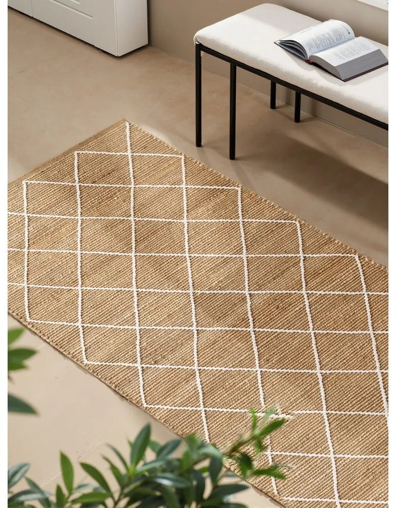 Chodnik z juty tkany ręcznie w naturalnym kolorze 80x200 cm Kunu – Hanse Home
