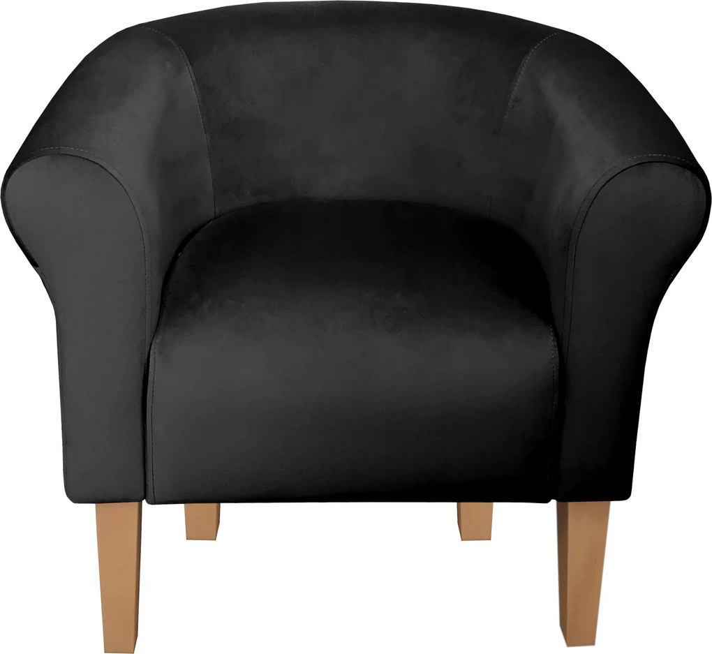 Fotel Milo tkanina Welur wygodny fotel tapicerowany do salonu i sypialni : Kolor nogi - Drewno, Kolor tkaniny - VELVET - MG19, Wysokość nogi - 20 cm
