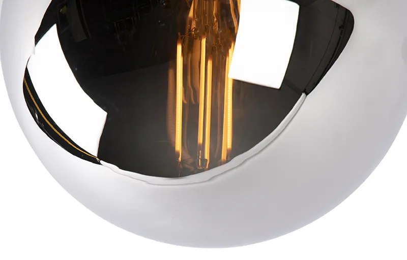 Lampa sufitowa art deco czarna z przydymionym szkłem - Pallon ArtDeco Oswietlenie wewnetrzne