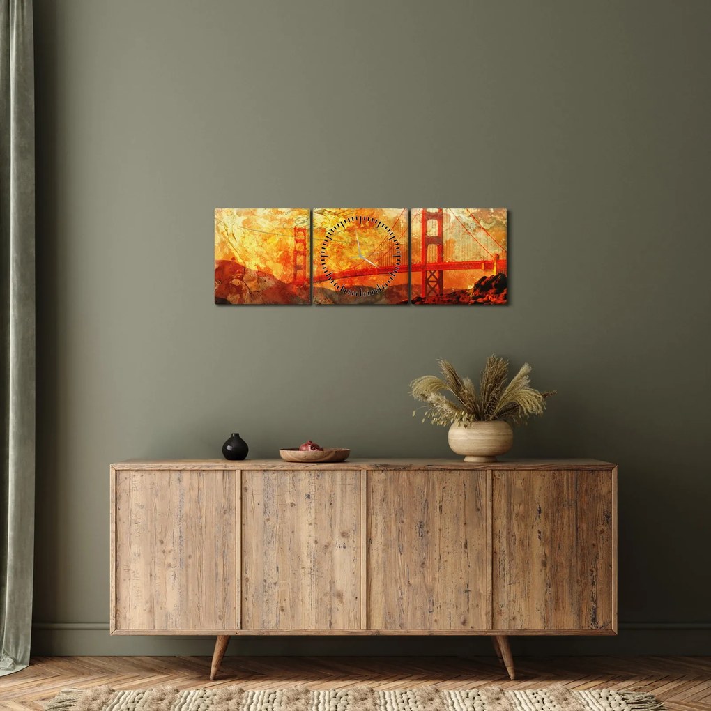 Obraz - Golden Gate, San Francisco, Kalifornia (z zegarem) (90x30 cm)