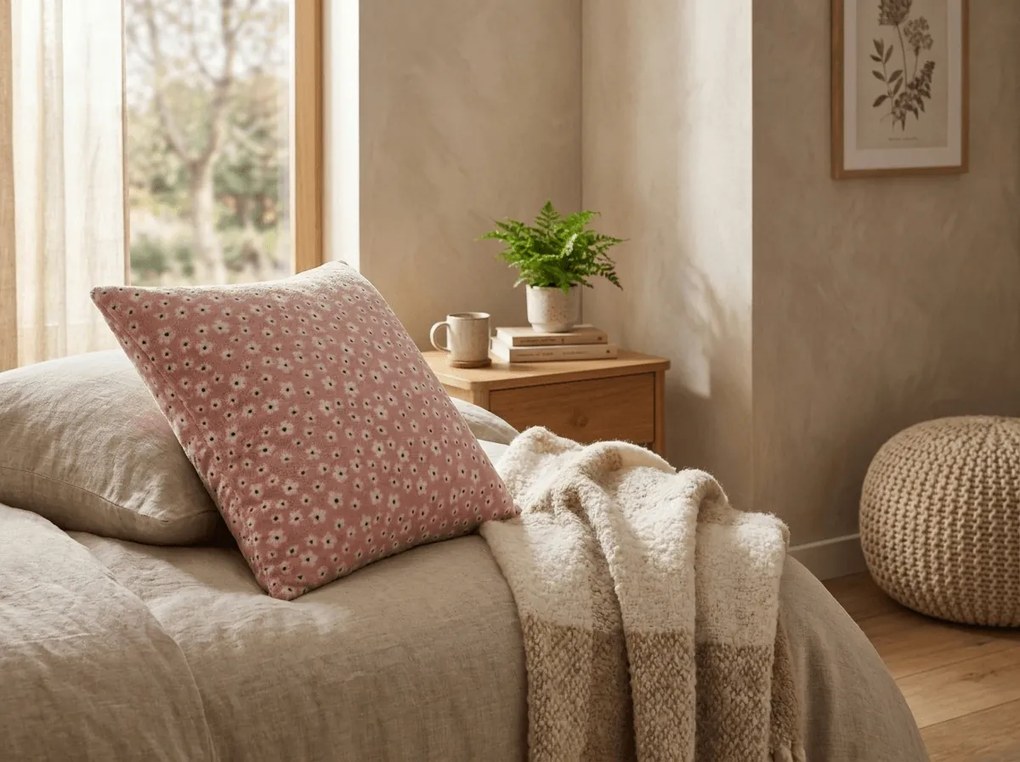 Dwustronna poszewka na poduszkę DUO SENSE DAISELLE 45x45 cm mikroplusz/flanela, różowy